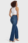 WR.UP® Snug Jeans - High Waisted - Flare - Dark Blue + Blue Stitching 3