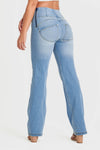 WR.UP® Snug Jeans - High Waisted - Flare - Light Blue + Yellow Stitching 5