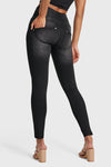 WR.UP® Snug Distressed Jeans - High Waisted - 7/8 Length - Black + Black Stitching 4