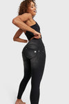 WR.UP® Snug Distressed Jeans - High Waisted - 7/8 Length - Black + Black Stitching 3