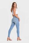 WR.UP® SNUG Jeans - High Waisted - Full Length - Light Blue + Yellow Stitching 3