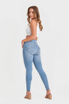 WR.UP® SNUG Jeans - High Waisted - Full Length - Light Blue + Yellow Stitching 4