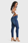WR.UP® Snug Curvy Jeans - High Waisted - Full Length - Dark Blue + Blue Stitching 4