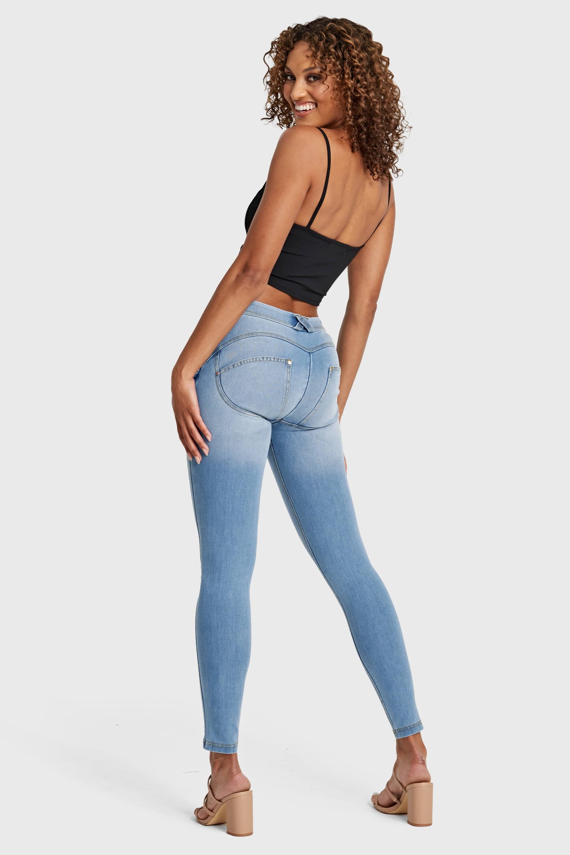 WR.UP® Snug Jeans - Mid Rise - Full Length - Light Blue + Yellow Stitching 10