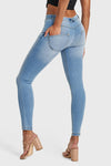 WR.UP® Snug Jeans - Mid Rise - Full Length - Light Blue + Yellow Stitching 13