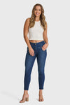 WR.UP® Snug Jeans - High Waisted - 7/8 Length - Dark Blue + Blue Stitching 4