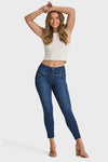 WR.UP® Snug Jeans - High Waisted - 7/8 Length - Dark Blue + Blue Stitching 5