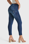 WR.UP® Snug Jeans - High Waisted - 7/8 Length - Dark Blue + Blue Stitching 1