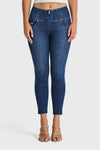 WR.UP® Snug Jeans - High Waisted - 7/8 Length - Dark Blue + Blue Stitching 2