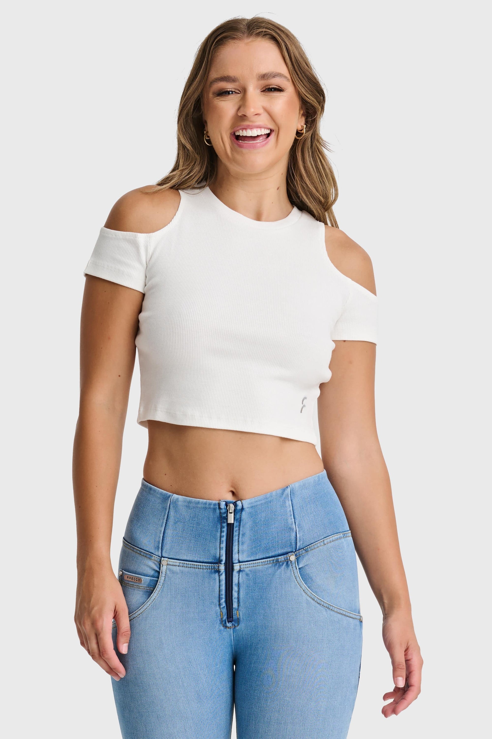 Cropped Cut Out T Shirt - White 1