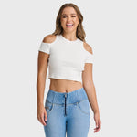 Cropped Cut Out T Shirt - White