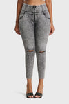 WR.UP® Snug Ripped Jeans - High Waisted - 7/8 Length - Grey Stonewash + Grey Stitching 5