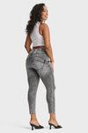 WR.UP® Snug Ripped Jeans - High Waisted - 7/8 Length - Grey Stonewash + Grey Stitching 4
