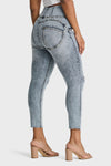 WR.UP® Snug Curvy Ripped Jeans - High Waisted - 7/8 Length - Blue Stonewash + Yellow Stitching 6