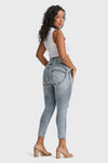 WR.UP® Snug Curvy Ripped Jeans - High Waisted - 7/8 Length - Blue Stonewash + Yellow Stitching 1