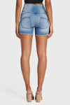 WR.UP® Snug Jeans - 3 Button High Waisted - Shorts - Light Blue + Blue Stitching 12