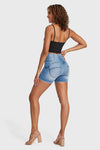 WR.UP® Snug Jeans - 3 Button High Waisted - Shorts - Light Blue + Blue Stitching 8