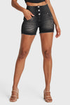 WR.UP® SNUG Jeans - 3 Button High Waisted - Shorts - Black + Black Stitching 11