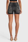 WR.UP® SNUG Jeans - 3 Button High Waisted - Shorts - Black + Black Stitching 8