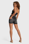 WR.UP® SNUG Jeans - 3 Button High Waisted - Shorts - Black + Black Stitching 6