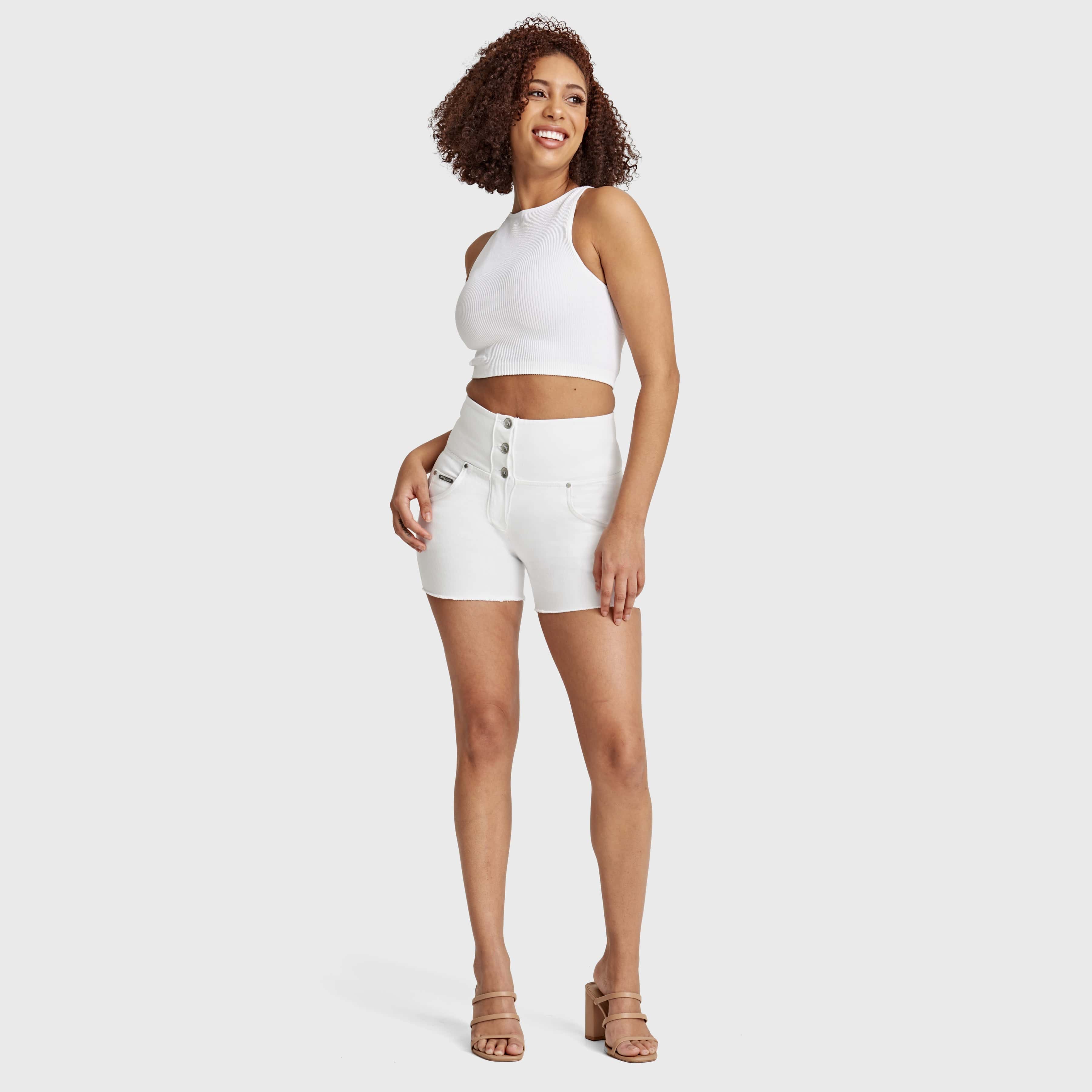 WR.UP® Snug Jeans - 3 Button High Waisted - Shorts - White 3