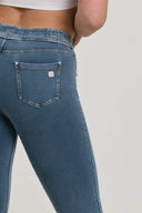 N.O.W® Denim - High Waisted - 7/8 Length - Light Blue + Yellow Stitching