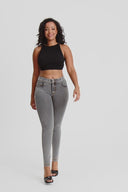 N.O.W® Denim - High Waisted - Full Length - Grey + Yellow Stitching
