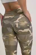 WRUP Fashion 3 Button - High Waisted - 7/8 Length - Glitter Gold Camo