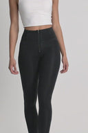 WRUP Denim - High Waisted - 7/8 Length - Black + Black Stitching