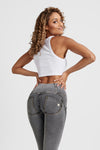WR.UP® Denim - 3 Button High Waisted - Full Length  - Grey + Yellow Stitching 8