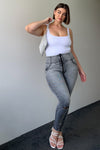 WR.UP® Snug Curvy Ripped Jeans - High Waisted - Full Length - Grey Stonewash + Grey Stitching 4